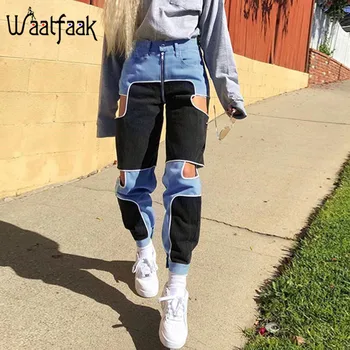 Waatfaak Black Blue Cargo Pants Women Casual Zipper Up Casual Trousers Fitnes High Waist Patchwork Pocket Joggers Cut Out 2020
Waatfaak Black Blue Cargo Pants Women Casual Zipper Up Casual Trousers Fitnes High Waist Patchwork Pocket Joggers Cut Out 2020
