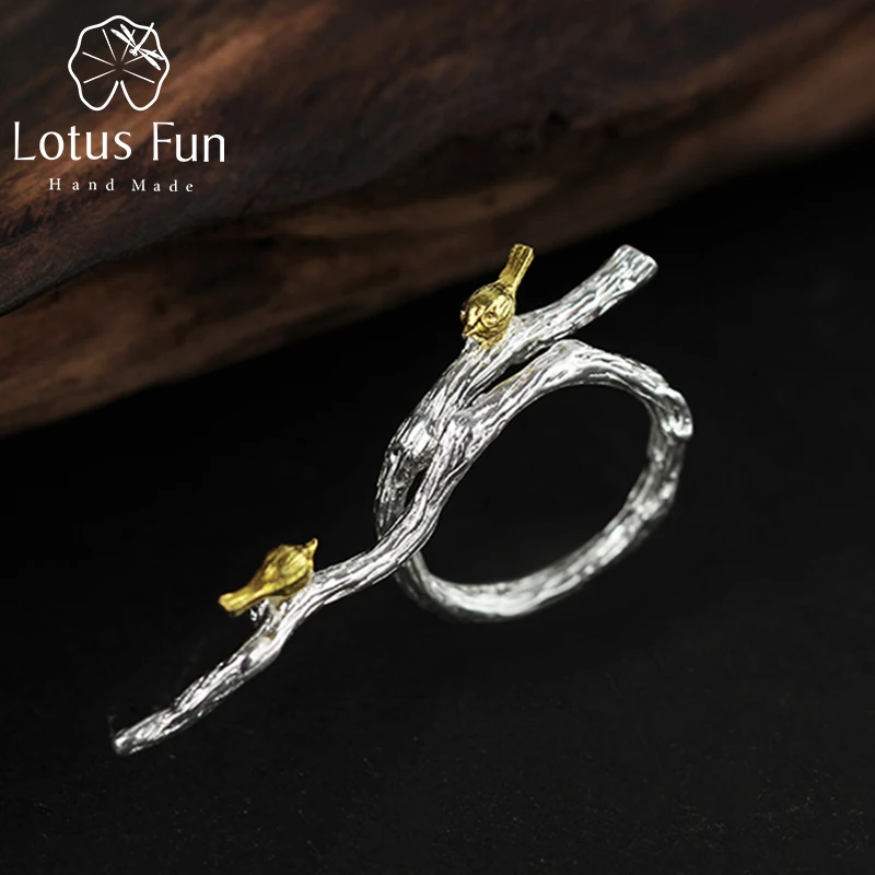 Женское кольцо искусственная Птица Lotus Fun из настоящего серебра 925 пробы ручного