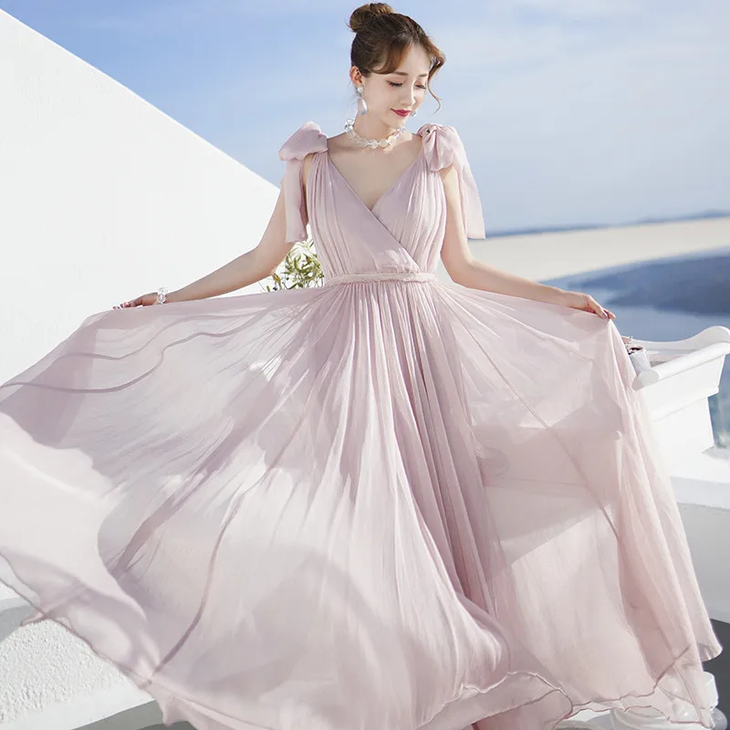 HANZANGL 2018 Summer Beach Boho Dress Women Strapless V-neck Pink Chiffon Holiday Dress Backless Sexy Casual Long Party Dresses
HANZANGL 2018 Summer Beach Boho Dress Women Strapless V-neck Pink Chiffon Holiday Dress Backless Sexy Casual Long Party Dresses