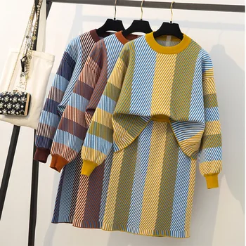 Large size L-4XL autumn winter women new stripe sweater knit set skirt Leisure fashion comfortable warm Knit top+skirt two-piece
Large size L-4XL autumn winter women new stripe sweater knit set skirt Leisure fashion comfortable warm Knit top+skirt two-piece