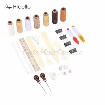 25pcs/23pcs Leather Craft Hand tool kit set Needle Wax Thread Clip Knife Awl Scissor Ruler Thimble Storage needle bottle Hicello
25pcs/23pcs Leather Craft Hand tool kit set Needle Wax Thread Clip Knife Awl Scissor Ruler Thimble Storage needle bottle Hicello