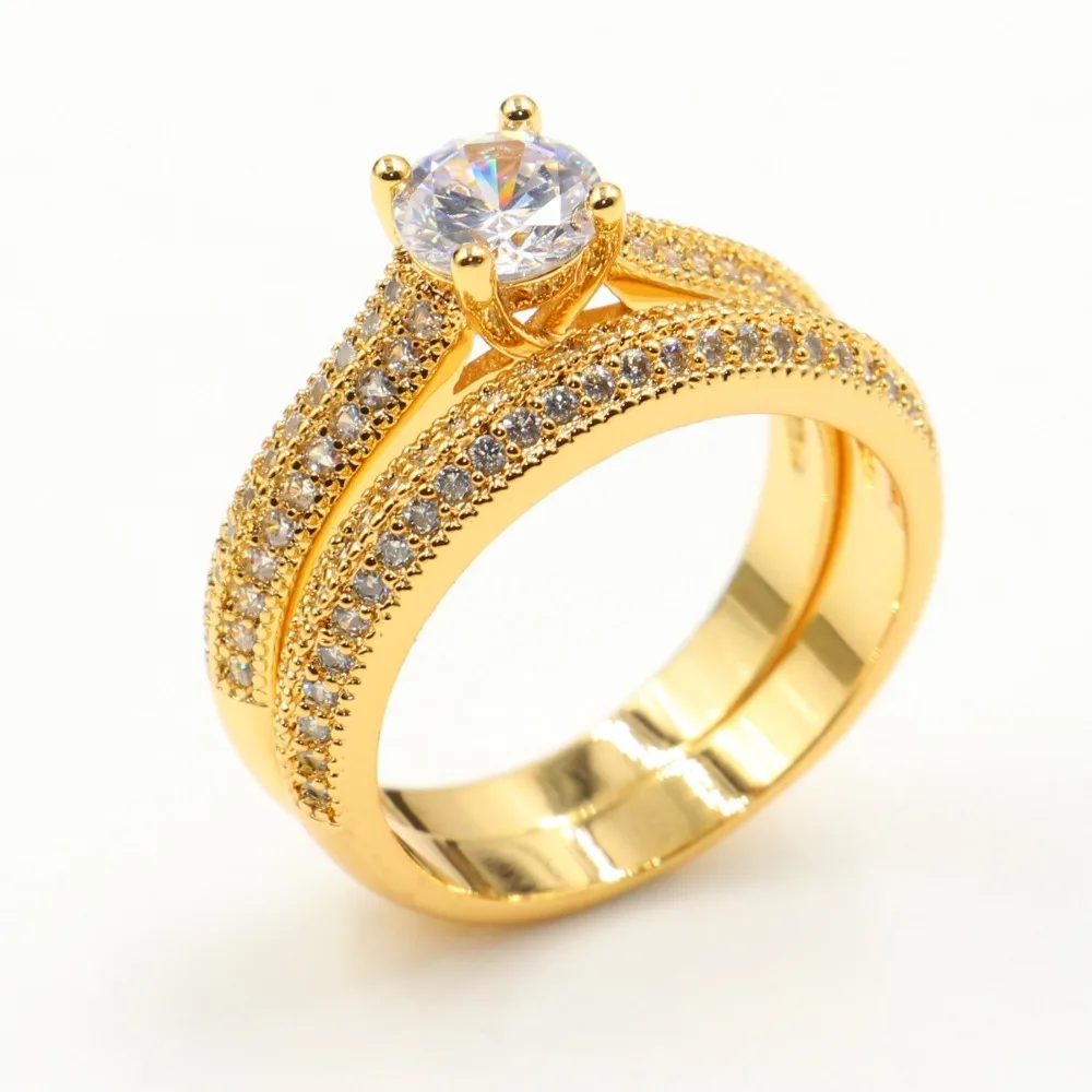 Luxury Jewelry Couple Rings 925 Sterling Silver&Gold Fill Round Cut White 5A Cubic Zirconia Pave CZ Promise Wedding Bridal Ring
Luxury Jewelry Couple Rings 925 Sterling Silver&Gold Fill Round Cut White 5A Cubic Zirconia Pave CZ Promise Wedding Bridal Ring