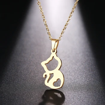 DOTIFI Stainless Steel Necklace For Women Cute kitten Gold And Silver Color Pendant Necklace Engagement Jewelry
DOTIFI Stainless Steel Necklace For Women Cute kitten Gold And Silver Color Pendant Necklace Engagement Jewelry