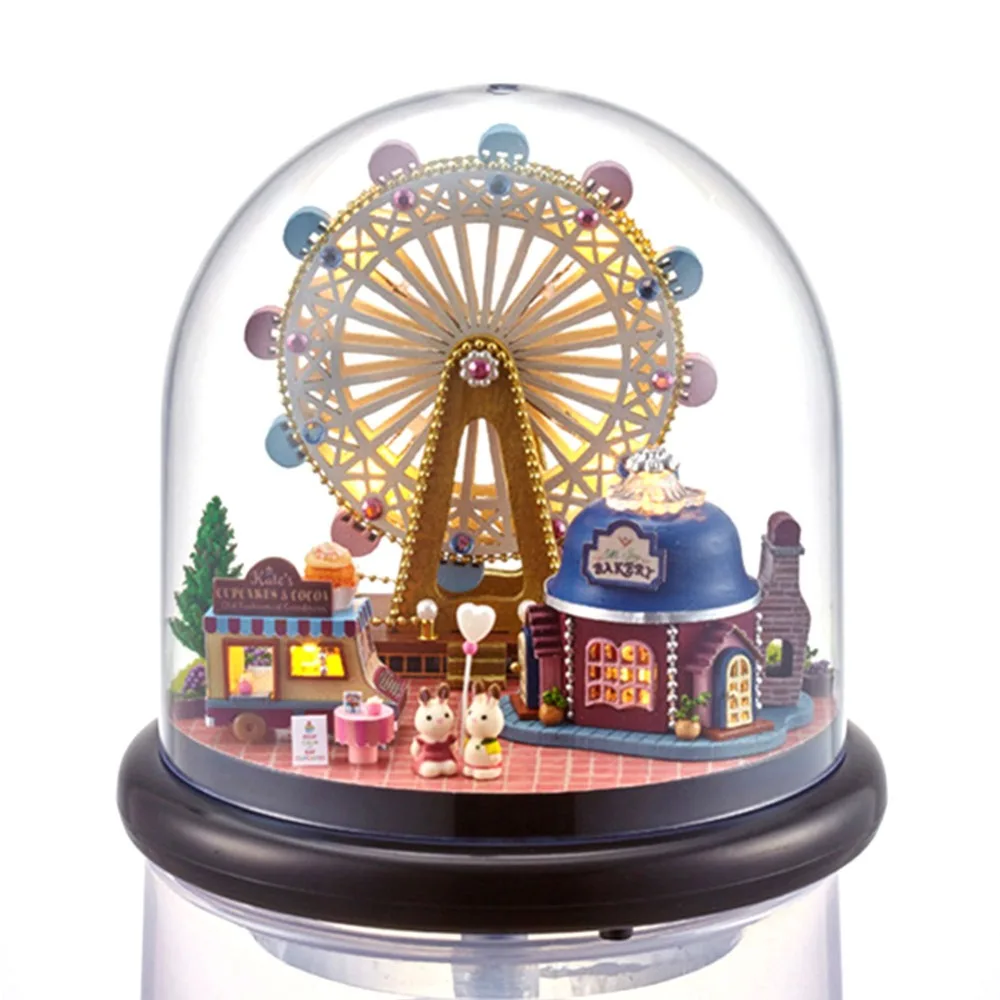Mini Doll House Crystal Ball with LED Music Ferris wheel Miniature DIY Transparent Cover Wooden House Toys For Children Gift
Mini Doll House Crystal Ball with LED Music Ferris wheel Miniature DIY Transparent Cover Wooden House Toys For Children Gift