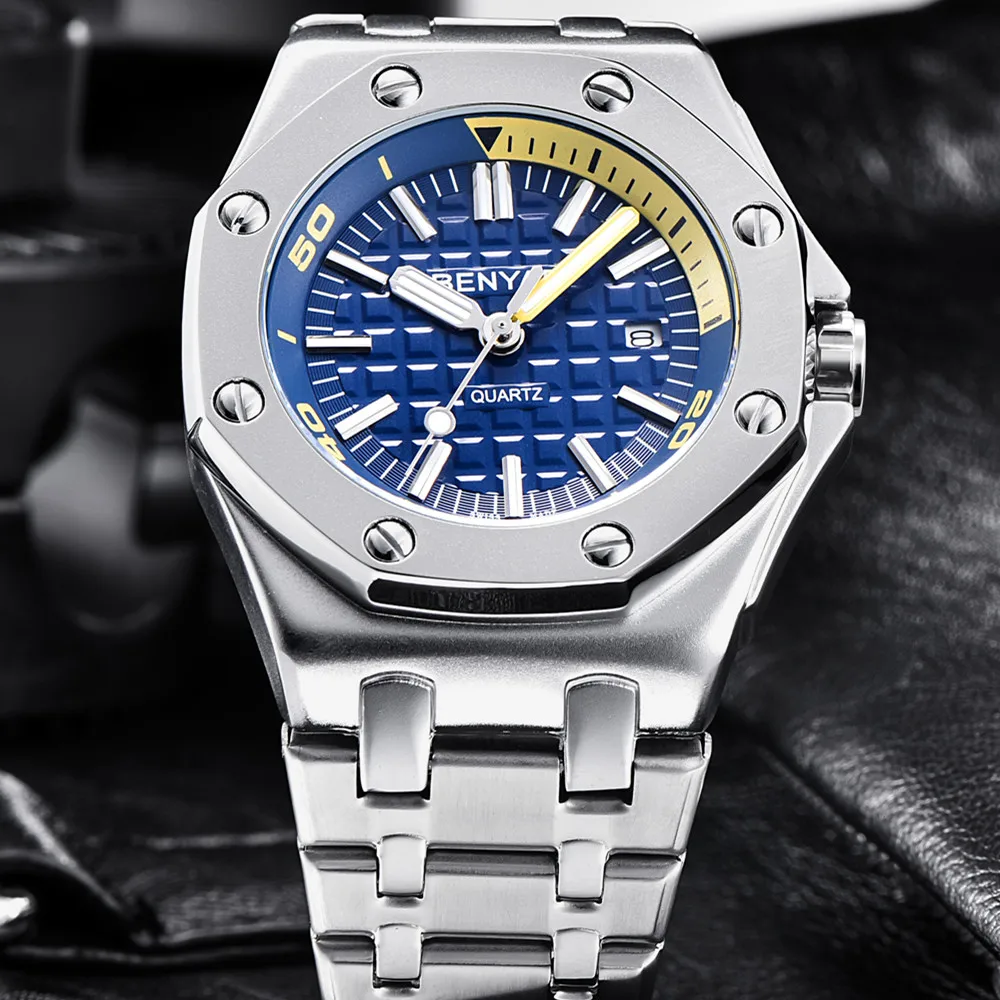 Часы BENYAR Модные Дизайнерские мужские часы Топ бренд Роскошные Кварцевые
