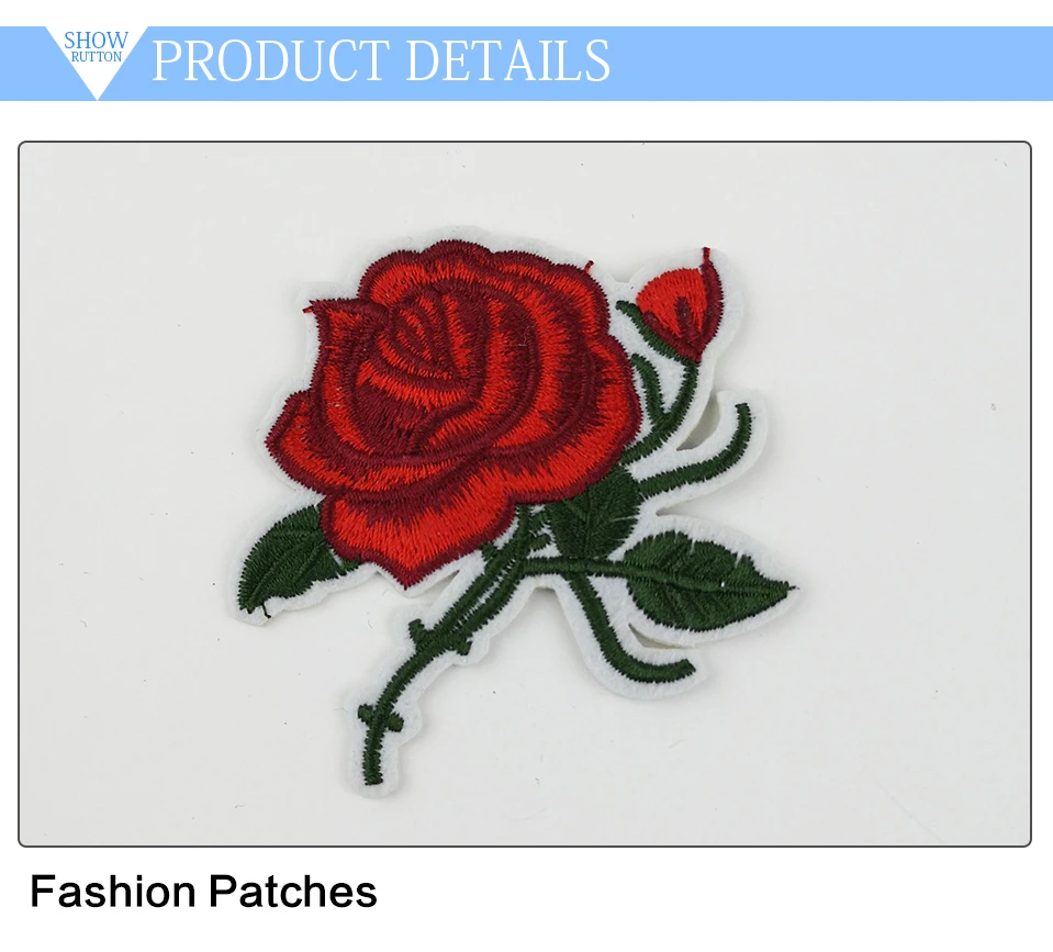 Embroidery Iron Flower Patches For Clothing Blue Red Embroidered 3D Flower Applique Parche Patches For Dress Large Small (2)