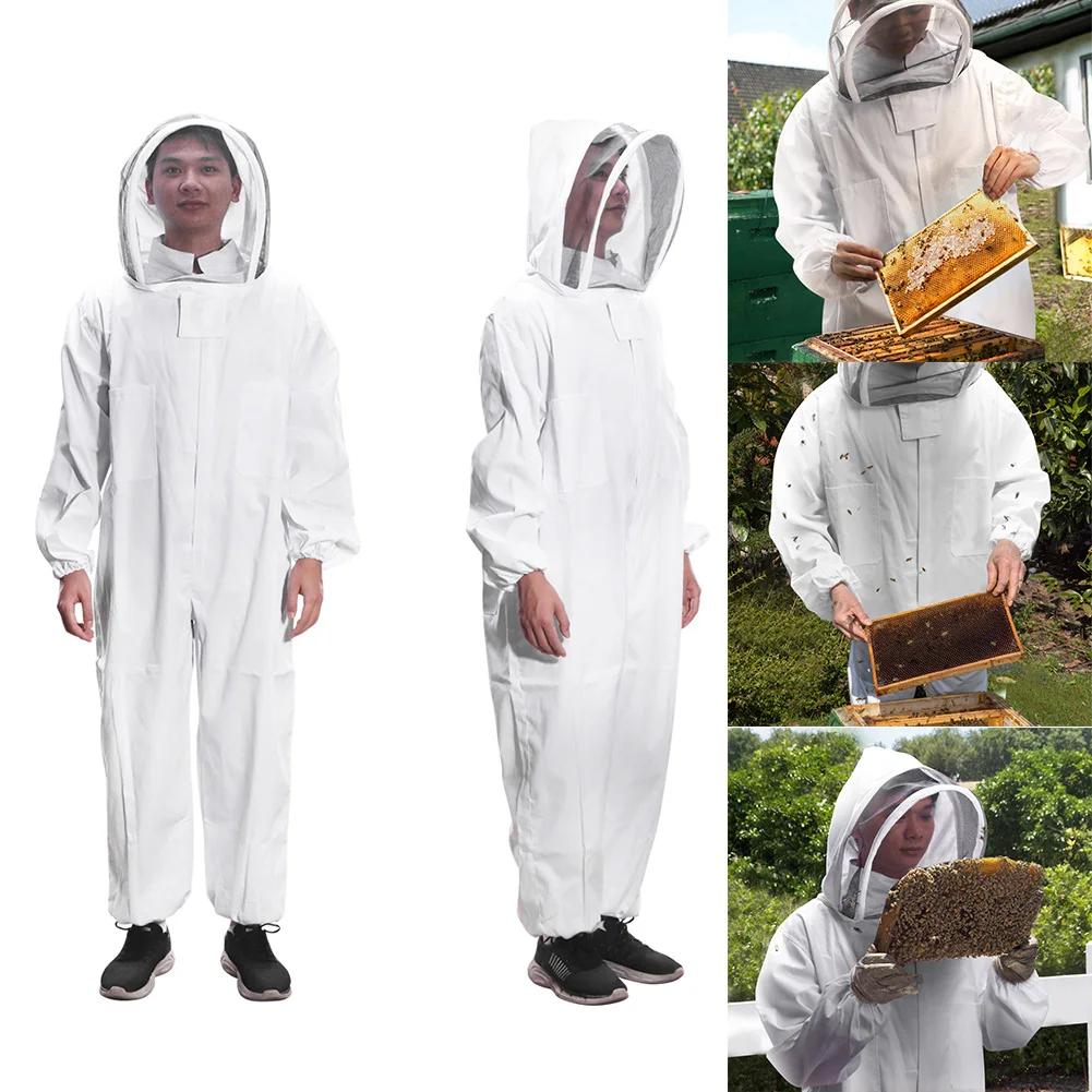 L XL XXL Professional Full Body Beekeeping Bee Keeping Suit Cotton w/ Veil Hood L XL XXL Professional Full Body Beekeeping Bee Keeping Suit Cotton w/ Veil Hood