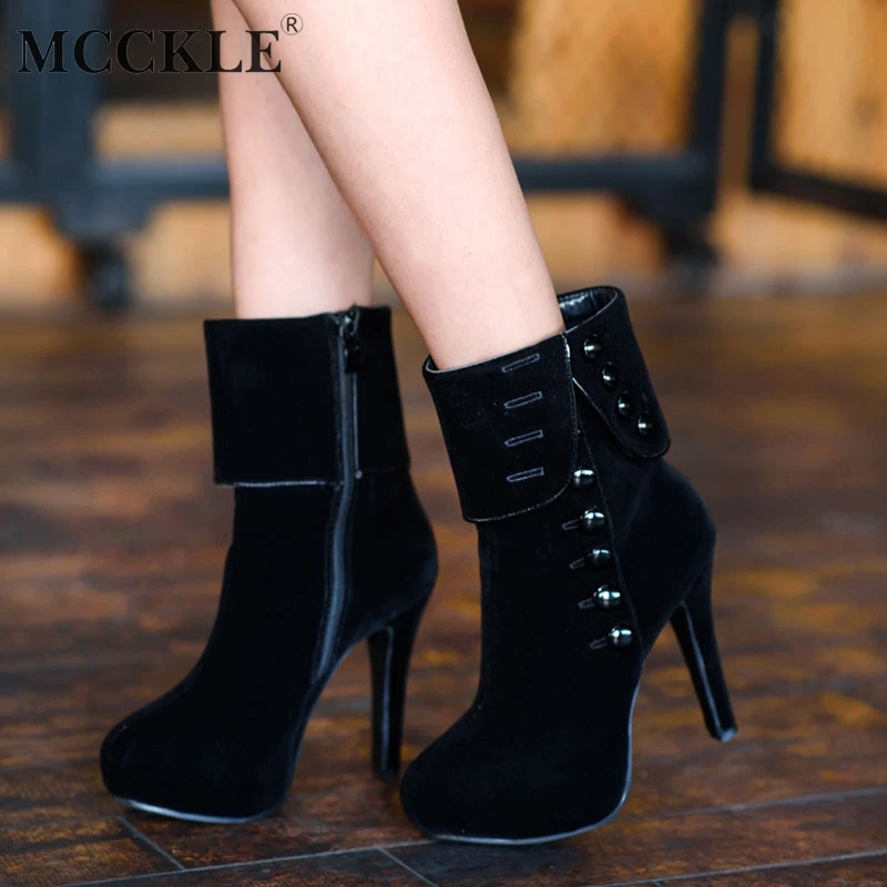 MCCKLE 2018 Fashion Woman Boots Winter Warm Plush Ankle Boot Ladies Super High Thin Heels Button Shoes Plus Size Suede Zip Botas
MCCKLE 2018 Fashion Woman Boots Winter Warm Plush Ankle Boot Ladies Super High Thin Heels Button Shoes Plus Size Suede Zip Botas