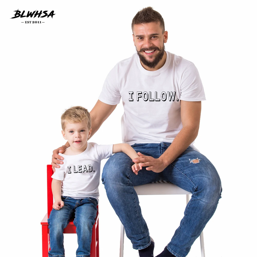 BLWHSA New I lead I Follow T shirt Summer Parent Child Kid T-shirts Fashion Father Son Matching Child lead Fathers Follow shirt
BLWHSA New I lead I Follow T shirt Summer Parent Child Kid T-shirts Fashion Father Son Matching Child lead Fathers Follow shirt