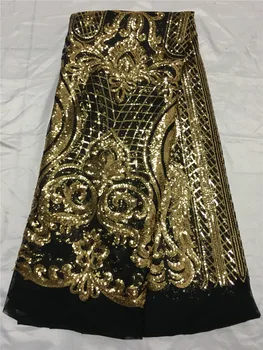 Gold color balck mesh Newest embroidery chemical sequins African lace fabric cheap price french net lace fabric with sequins
Gold color balck mesh Newest embroidery chemical sequins African lace fabric cheap price french net lace fabric with sequins