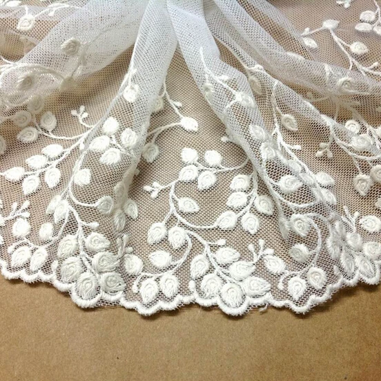 

5 yards 15cm 5.91"wide beige/white vintage embroidery mesh lace trim ribbon DIY Garment Accessories 20036L4K31