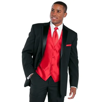 New red Groom Tuxedo Groomsmen Notch Lapel black Wedding Dinner Evening Suits for men Bridegroom mens suits (Jacket+Pants+Vest)
New red Groom Tuxedo Groomsmen Notch Lapel black Wedding Dinner Evening Suits for men Bridegroom mens suits (Jacket+Pants+Vest)