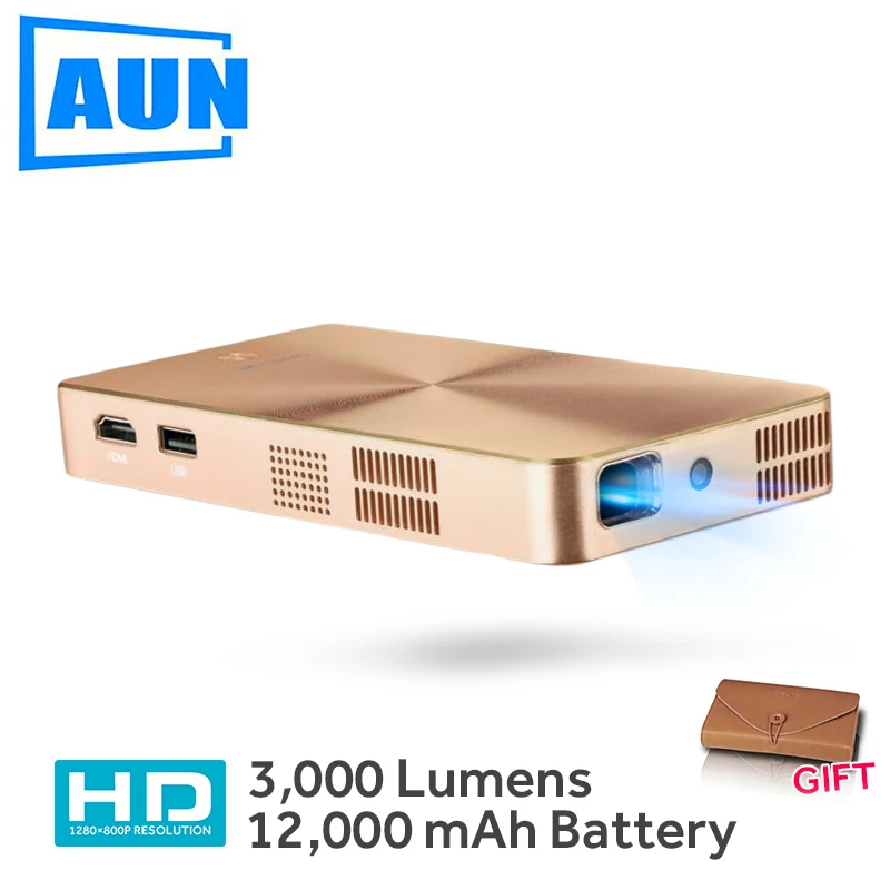 AUN MINI Projector D9 Built-in 12,000mAH Android 5.1 Battery 2.4G/5G WIFI, Bluetooth, . HDMI. Support 4K DLP Beamer
AUN MINI Projector D9 Built-in 12,000mAH Android 5.1 Battery 2.4G/5G WIFI, Bluetooth, . HDMI. Support 4K DLP Beamer