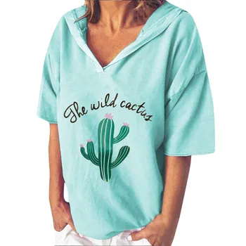 women sweatshirt Fashion Cactus Print Top Short Sleeve sweatshirt for women 2019 Female V-neck Sweatshirt sudadera mujer
women sweatshirt Fashion Cactus Print Top Short Sleeve sweatshirt for women 2019 Female V-neck Sweatshirt sudadera mujer