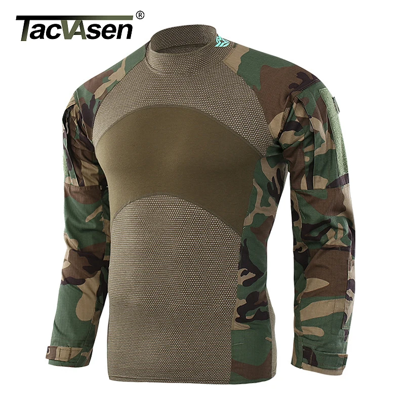 Мужские тактические футболки TACVASEN камуфляжные армейские боевые для страйкбола