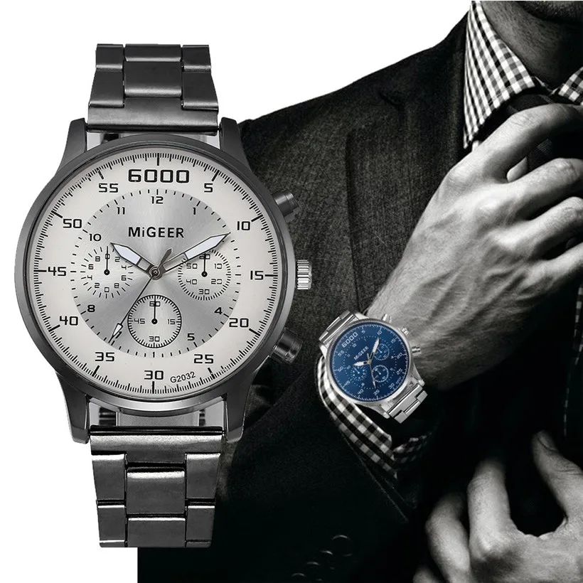 Watch Men Fashion Crystal Stainless Steel Analog Quartz Wrist Bracelet Male Hour Clock Relogio Masculino Perfect 20# | Наручные часы
