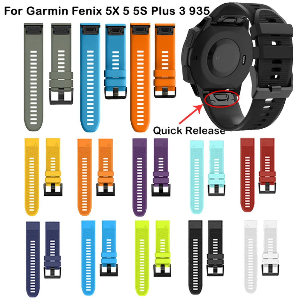 

22 22 26MM Watchband for Garmin Fenix 5 5X 5S 3 3 HR for Fenix 5X Plus S60 Watch Quick Release Silicone Easyfit Wrist Band Strap