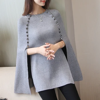 Fashion women's autumn and winter pullover cloak sweater jacket bat shirt women's autumn shawl cloak shirt in the long section
Fashion women's autumn and winter pullover cloak sweater jacket bat shirt women's autumn shawl cloak shirt in the long section