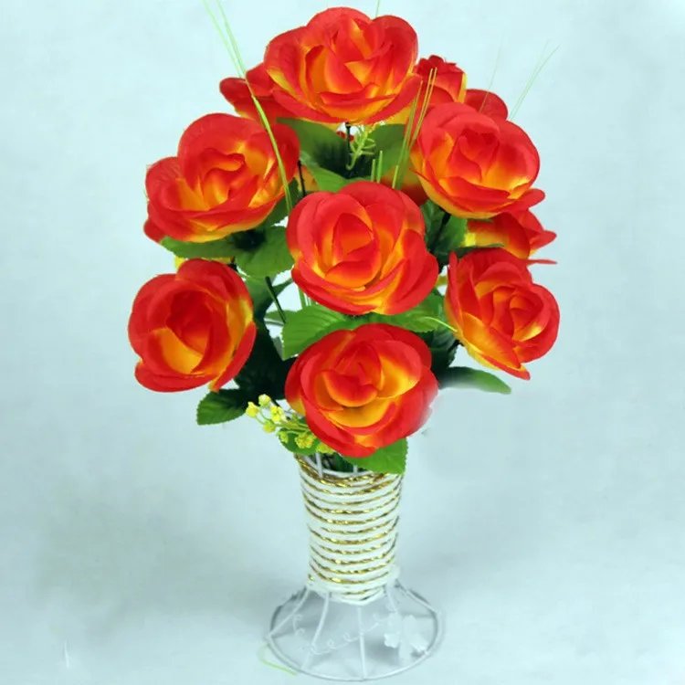 2021 Artificial Flowers Silk Rose 12 Flower Heads With