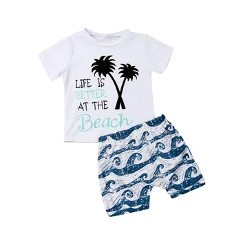 Lovely Newborn Baby Boy white Letter coconut T-shirt+ beach Surf shorts Outfits Coconut tree&Waves Print 2PCS Set
Lovely Newborn Baby Boy white Letter coconut T-shirt+ beach Surf shorts Outfits Coconut tree&Waves Print 2PCS Set