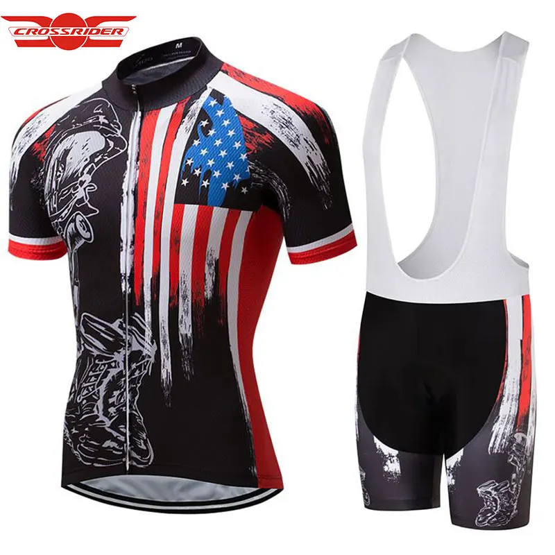 

Crossrider Summer Honor the Fallen Cycling Clothing USA Men's Cycling Jerseys MTB Short bib Sets Ropa Ciclismo Bike Wear Clothes