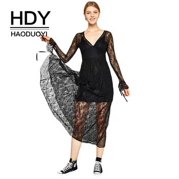 HDY Haoduoyi Woman Solid Black Dress Sexy Lace Floral Full A-Line Ankle-Length Empire V-Neck Dress 2020 Spring New Fashion Dress
HDY Haoduoyi Woman Solid Black Dress Sexy Lace Floral Full A-Line Ankle-Length Empire V-Neck Dress 2020 Spring New Fashion Dress