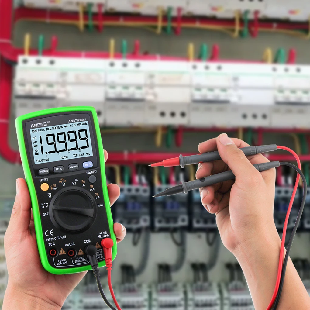 AN870 19999 Counts Auto Range Digital Multimeter NCV Ohm Meter AC DC Voltage Ammeter Voltmeter Temperature Tester
AN870 19999 Counts Auto Range Digital Multimeter NCV Ohm Meter AC DC Voltage Ammeter Voltmeter Temperature Tester