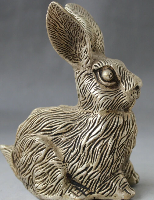 6" Chinese Fengshui Folk Silver Zodiac Year Rabbit Animal Statue Sculpture S0705
6" Chinese Fengshui Folk Silver Zodiac Year Rabbit Animal Statue Sculpture S0705