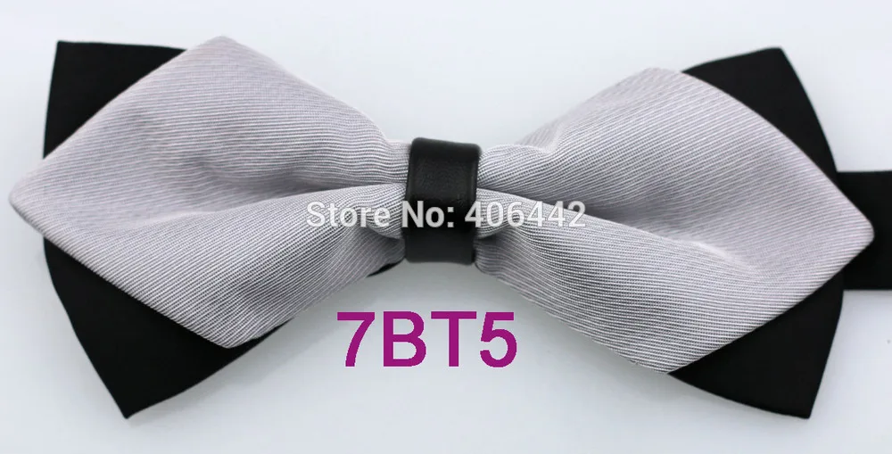 YIBEI Coachella Ties Black Bottom Solid Color Gray Bowtie Two Tone Man Butterfly Diamond Leather Picker Tuxedo Bow Pre-Tied | Аксессуары