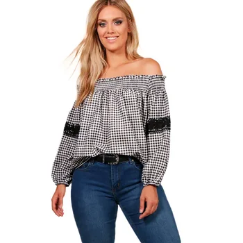 Plus Size Off-shoulder Patchwork Plaid Lace Blouses Women Large Size Female Shirts Big Size Sexy Lady Tops 3XL-7XL
Plus Size Off-shoulder Patchwork Plaid Lace Blouses Women Large Size Female Shirts Big Size Sexy Lady Tops 3XL-7XL