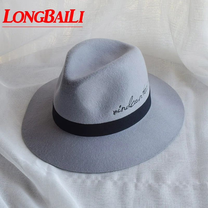 LongBaiLi Winter Women Wide Brim Wool Felt Fedora Hats With Letters Chapeu Feminino Free Shipping SDDW073
LongBaiLi Winter Women Wide Brim Wool Felt Fedora Hats With Letters Chapeu Feminino Free Shipping SDDW073