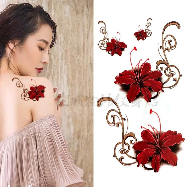 Sexy Red flower beautiful Body Art Waterproof Temporary Sexy tattoos For Woman Flash Tattoo Stickers 10*20CM
Sexy Red flower beautiful Body Art Waterproof Temporary Sexy tattoos For Woman Flash Tattoo Stickers 10*20CM