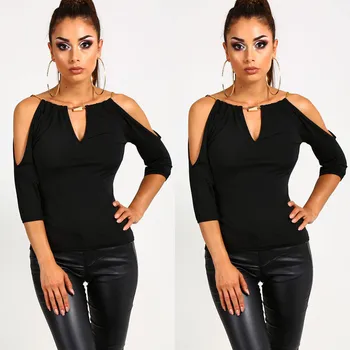 New Fashion Women Sexy T-shirt Chic halter V Neck Summer Off Shoulder Tops T-shirt Solid Black Ladies Loose Summer Casual Tops
New Fashion Women Sexy T-shirt Chic halter V Neck Summer Off Shoulder Tops T-shirt Solid Black Ladies Loose Summer Casual Tops