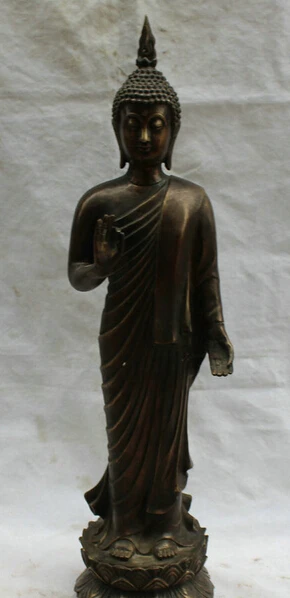 

JP S0524 29" Tibet Buddhism Copper Stand lotus Thailand Ayutthaya Maitreya Buddha Statue