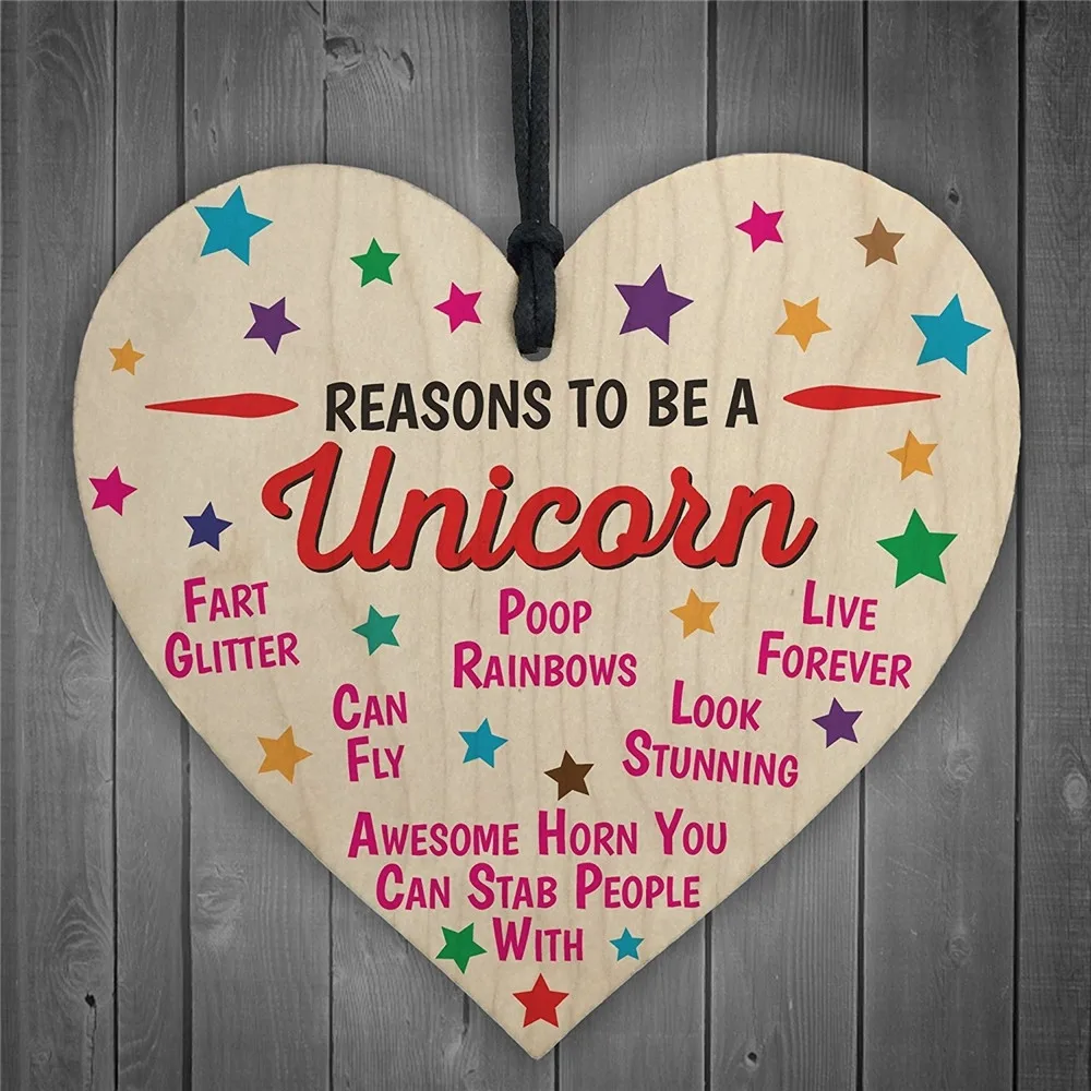 Reasons to be a unicorn Wooden Heart-shaped Wood Craft plaque sign Special Christmas Home DIY Tree Decoration Small Pendant
Reasons to be a unicorn Wooden Heart-shaped Wood Craft plaque sign Special Christmas Home DIY Tree Decoration Small Pendant