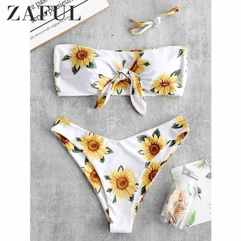 ZAFUL Sunflower Print Knot Bandeau Bikini Set 2019 Strapless Wire Free Swim Suit Floral Bathing Suit Women Summer Cute Swimwear
ZAFUL Sunflower Print Knot Bandeau Bikini Set 2019 Strapless Wire Free Swim Suit Floral Bathing Suit Women Summer Cute Swimwear