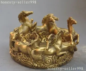 wedding decoration 7" Chinese Fengshui Brass copper Success Zodiac 8 horse Statue pen wash Ashtray
wedding decoration 7" Chinese Fengshui Brass copper Success Zodiac 8 horse Statue pen wash Ashtray