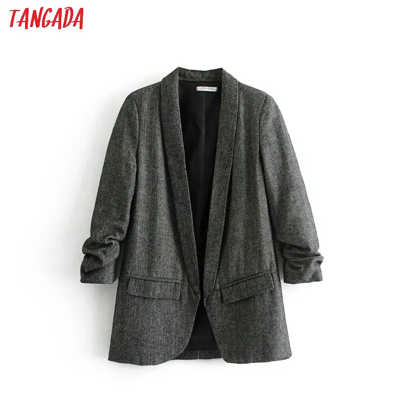 Tangada korea blazer woman 2019 pockets pleated three quarter sleeve outerwear ladies dark grey jacket casual chic tops DA01
Tangada korea blazer woman 2019 pockets pleated three quarter sleeve outerwear ladies dark grey jacket casual chic tops DA01