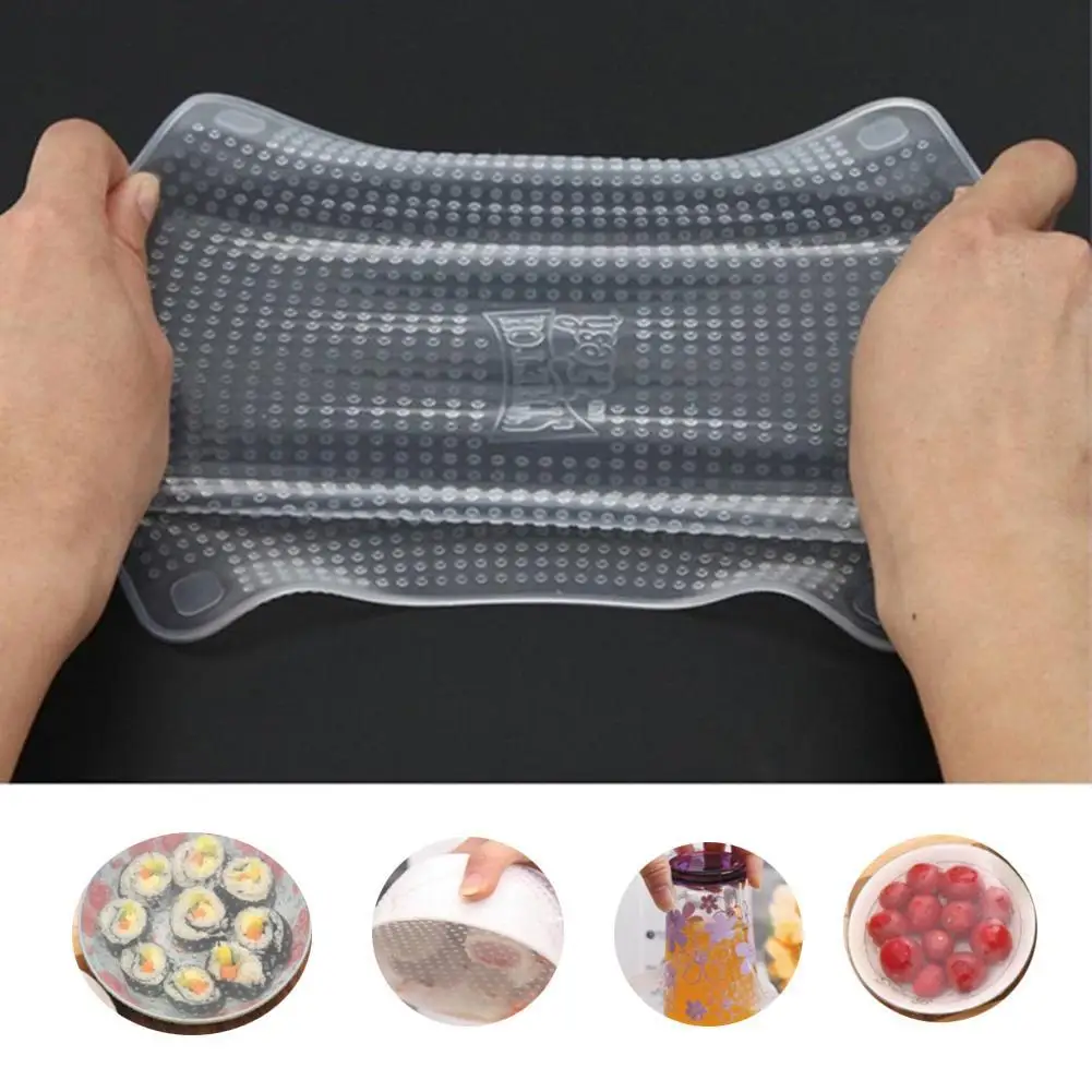 4pcs Food grade Keeping Food Fresh Wrap Reusable high stretch Silicone Food Wraps Seal Vacuum Cover Stretch Lid
4pcs Food grade Keeping Food Fresh Wrap Reusable high stretch Silicone Food Wraps Seal Vacuum Cover Stretch Lid