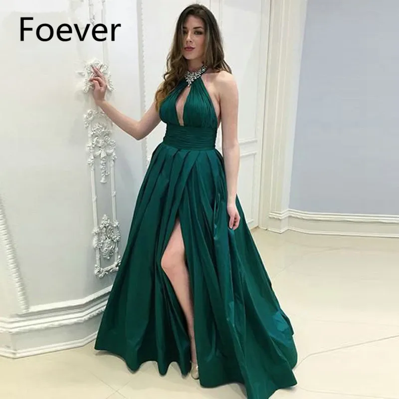 Sexy High Slit Dark Green Long Evening Dresses 2019 Crystal Halter Backless Prom Gowns Vestido De Festa Longo
Sexy High Slit Dark Green Long Evening Dresses 2019 Crystal Halter Backless Prom Gowns Vestido De Festa Longo