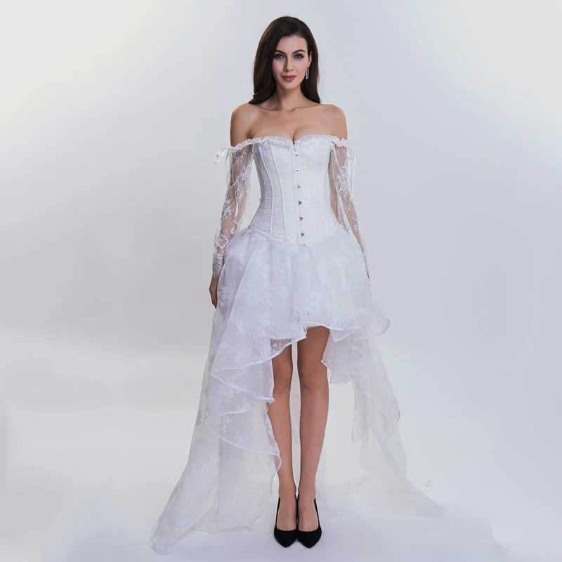 white gothic corset dress