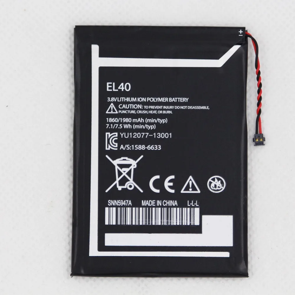 ISUNOO 10pcs/lot Phone Battery EL40 For Motorola Moto E XT1019 XT830C XT1021 1860mAh EL 40 Internal Mobile Replacement Battery
ISUNOO 10pcs/lot Phone Battery EL40 For Motorola Moto E XT1019 XT830C XT1021 1860mAh EL 40 Internal Mobile Replacement Battery