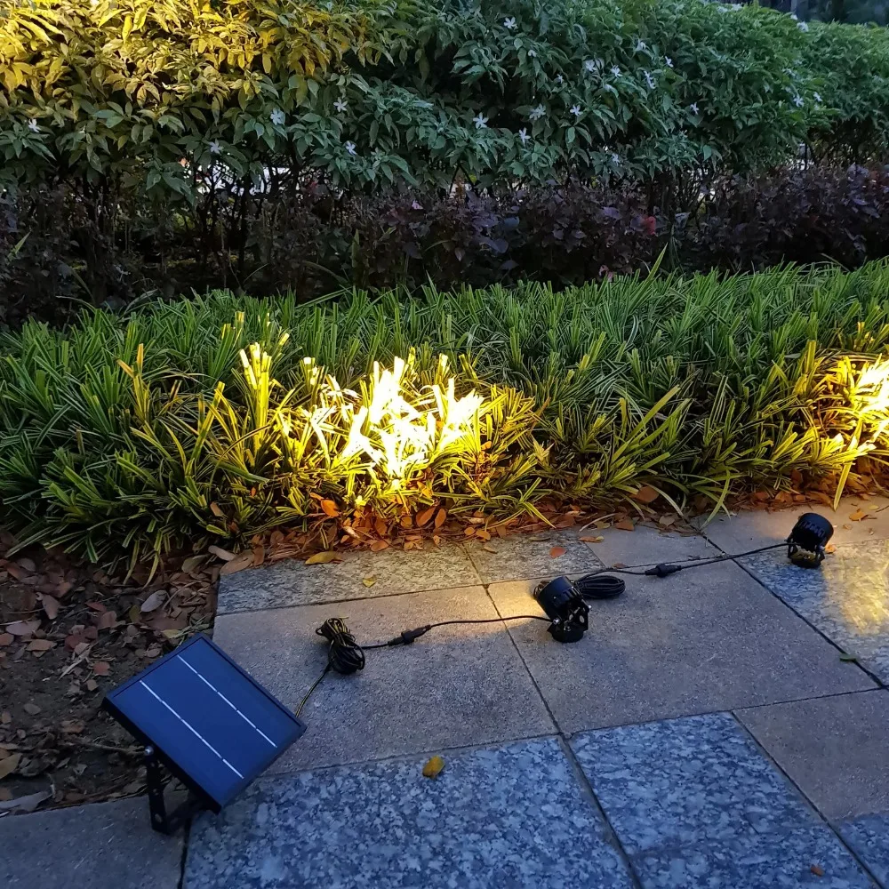 Mini 50X 3.0 Updated Twin Solar Powered LED Outdoor Landscape garden decoration Spotlight Waterproof 5m Cable garden lamp 27