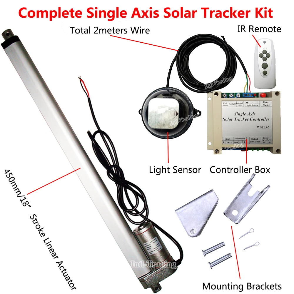 DHL Shipping -Sunlight Track Single Axis Solar Tracker W/ 18" Linear Actuator W/ Electric Controller for Solar Panel System
DHL Shipping -Sunlight Track Single Axis Solar Tracker W/ 18" Linear Actuator W/ Electric Controller for Solar Panel System