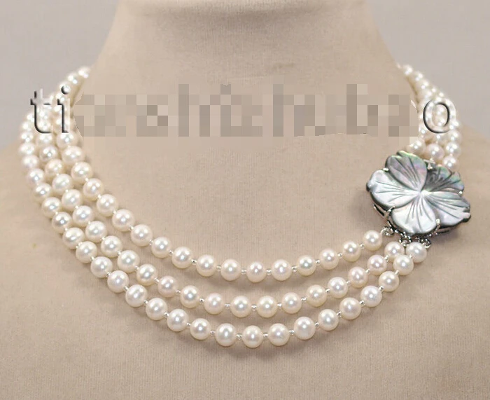 

FREE shipping>>>>>2015 fashion new 5 color can be choose 3 row freshwater cultured pearl necklace 6.07