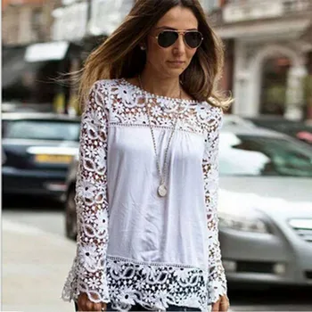 Plus size Women Lace Blouse Chiffon Long Sleeve Ladies Casual Solid O-Neck Loose Short Tops 2019 Summer Hollow Out Shirt Blusas
Plus size Women Lace Blouse Chiffon Long Sleeve Ladies Casual Solid O-Neck Loose Short Tops 2019 Summer Hollow Out Shirt Blusas