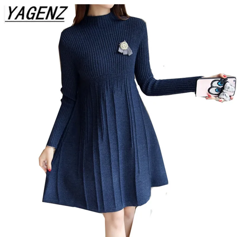 2020 Korean Knit Sweater Dress Women Clothing Autumn Winter Elegant Slim Pullover Warm Casual High quality | Женская одежда