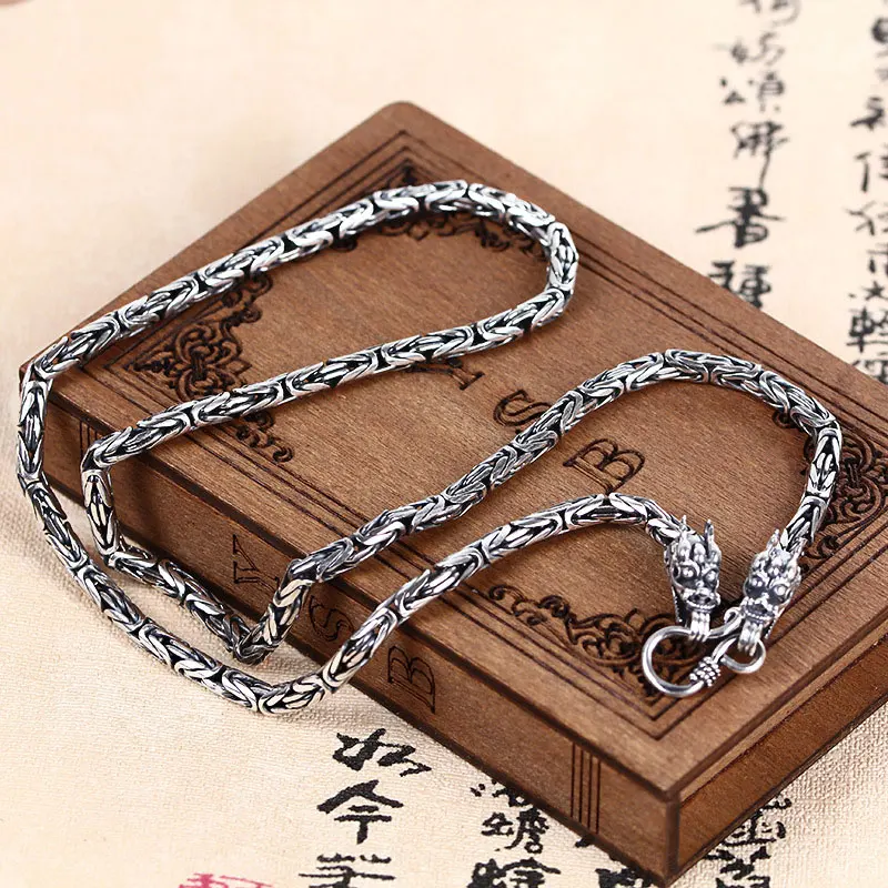 RADHORSE 925 Sterling Silver Chain Necklace Men High jewelry Chinese elements Dragon head Modeling Thai silver Men necklace
RADHORSE 925 Sterling Silver Chain Necklace Men High jewelry Chinese elements Dragon head Modeling Thai silver Men necklace