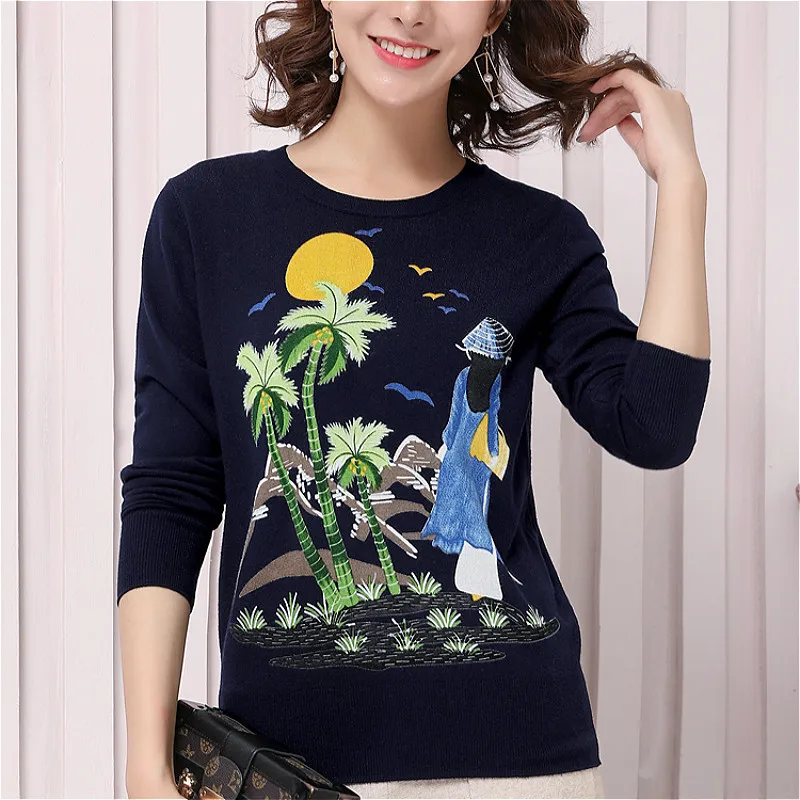 Runway Sweater Women Luxury Brand Design Elegant Long-sleeve Loose Printed Sweater Knitted Pullovers Tops Feminino New Jumper
Runway Sweater Women Luxury Brand Design Elegant Long-sleeve Loose Printed Sweater Knitted Pullovers Tops Feminino New Jumper