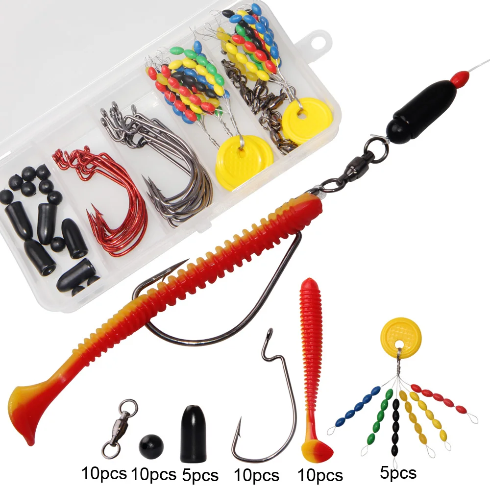 Shaddock Fishing 60Pcs/Box Fishing Accessories Kit With Hooks Swivels Lures Sinkers Space Beans Float Stopper Fishing Tackle Box
Shaddock Fishing 60Pcs/Box Fishing Accessories Kit With Hooks Swivels Lures Sinkers Space Beans Float Stopper Fishing Tackle Box